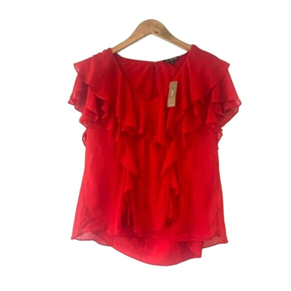 J.Crew Red Ruffled Blouse V-Neck Layered NEW NWT Plus Size 2X - Picture 4 of 11